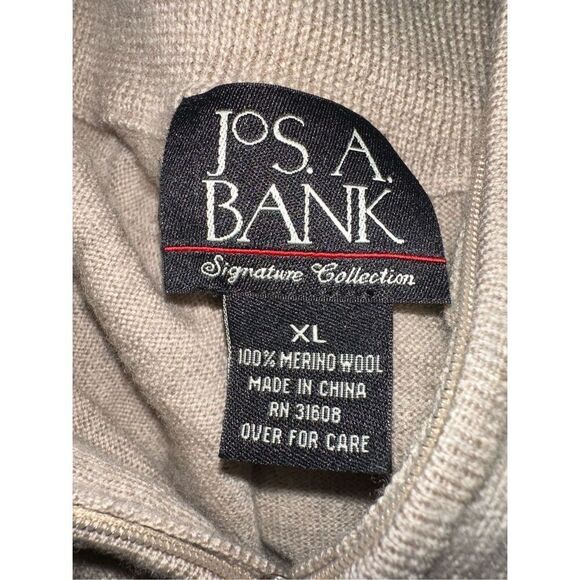 Jos A Bank Mens XL Signature Collection 100% Pima Cotton 1/4 Zip Sweater Brown - Picture 4 of 4